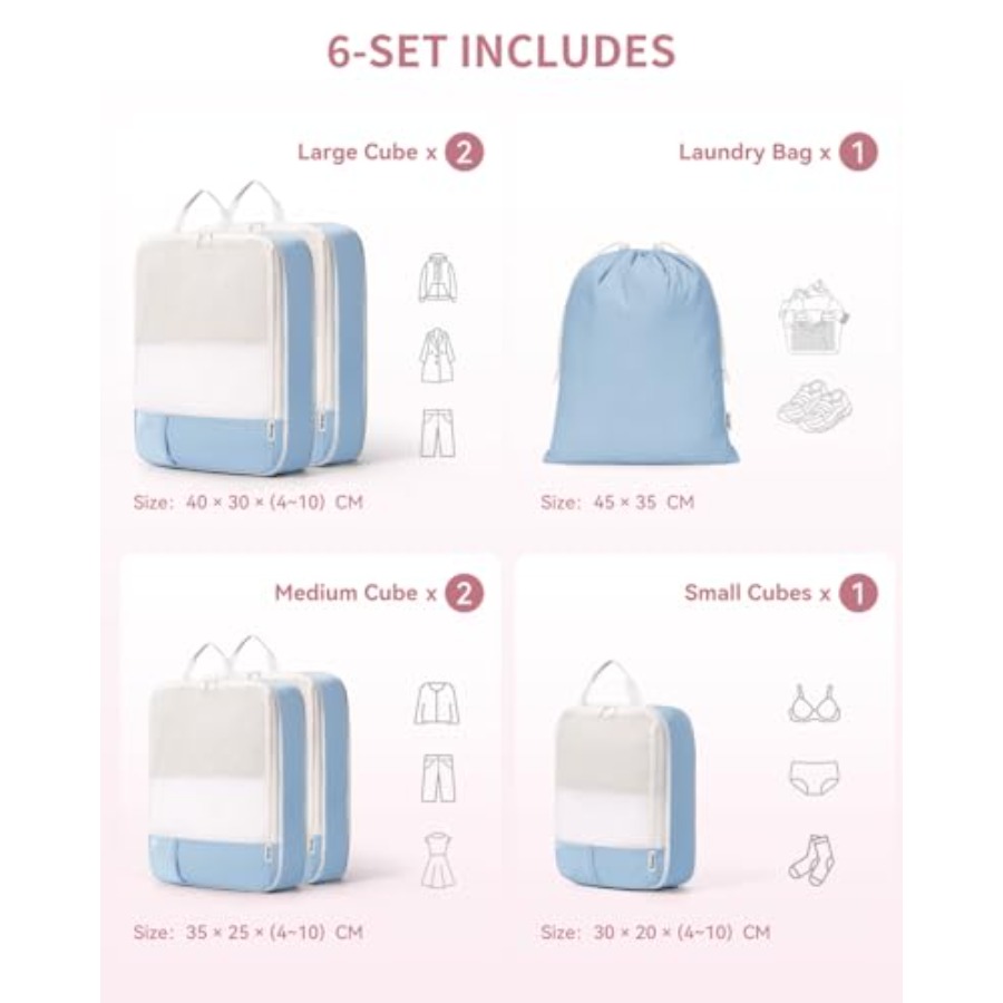 6 Set Compression Packing Cube - Women'S Bags ulasan dan harga