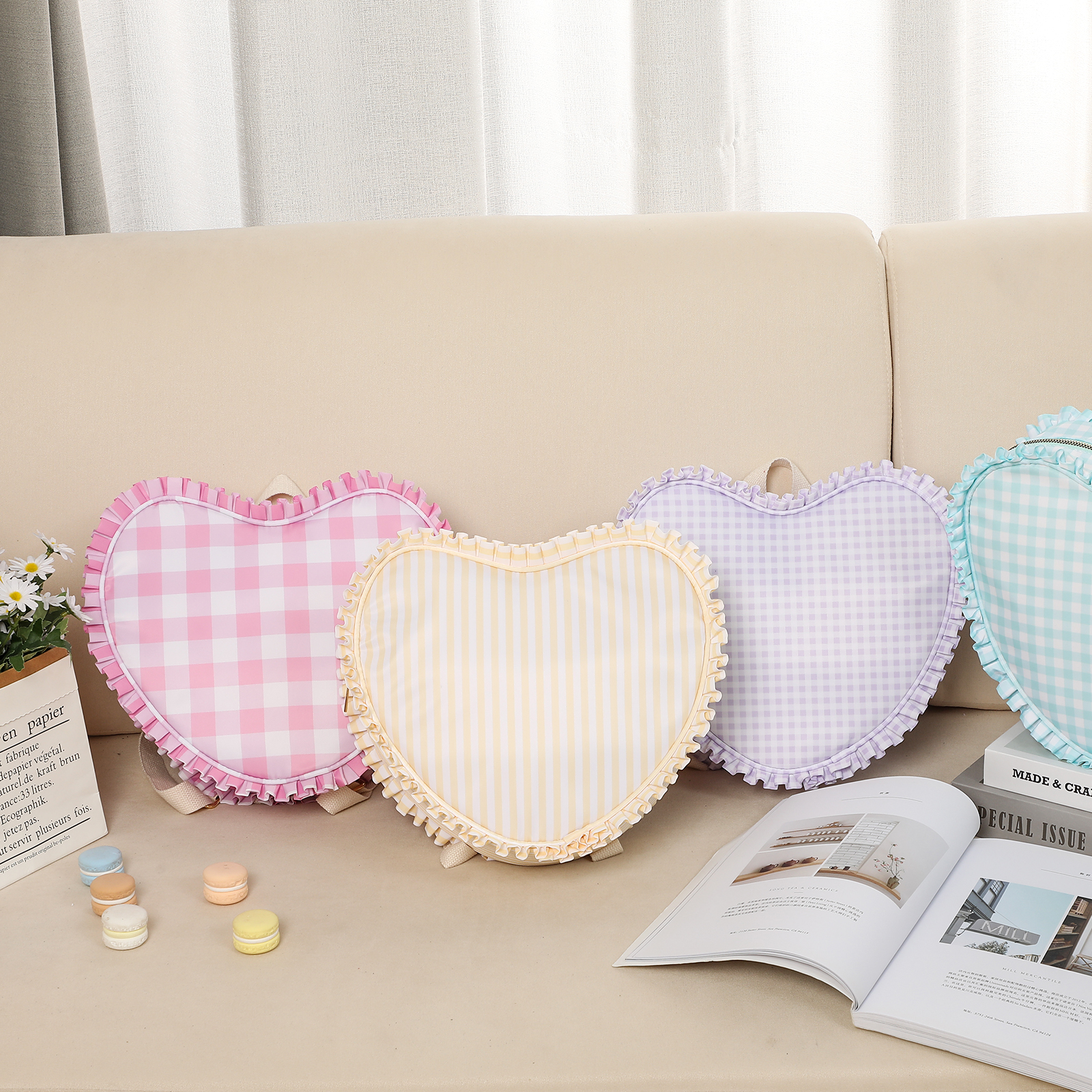 Ruffle Heart Shape Backpack Fa - Women Bags Offers ulasan dan harga