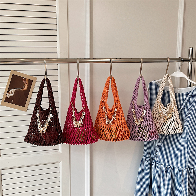 Summer Hollow Out Crochet Mesh - Women Hand Bags Sale ulasan dan harga