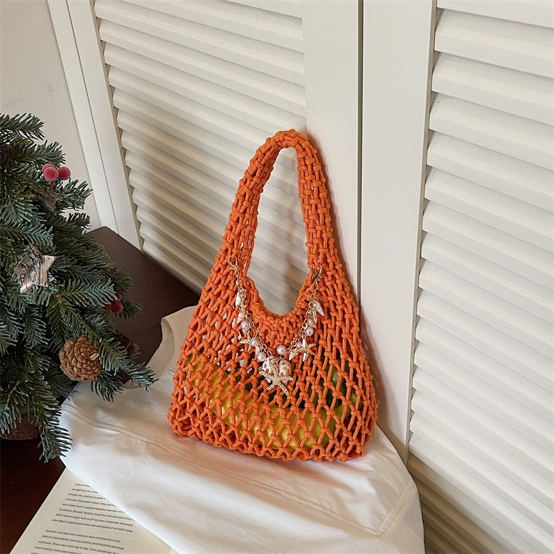 Summer Hollow Out Crochet Mesh - Women Hand Bags Sale ulasan dan harga