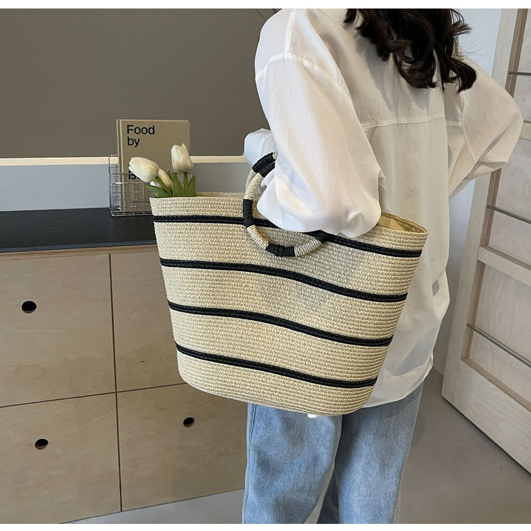 striped Tote grass woven bag s - Women'S Bags Holiday ulasan dan harga
